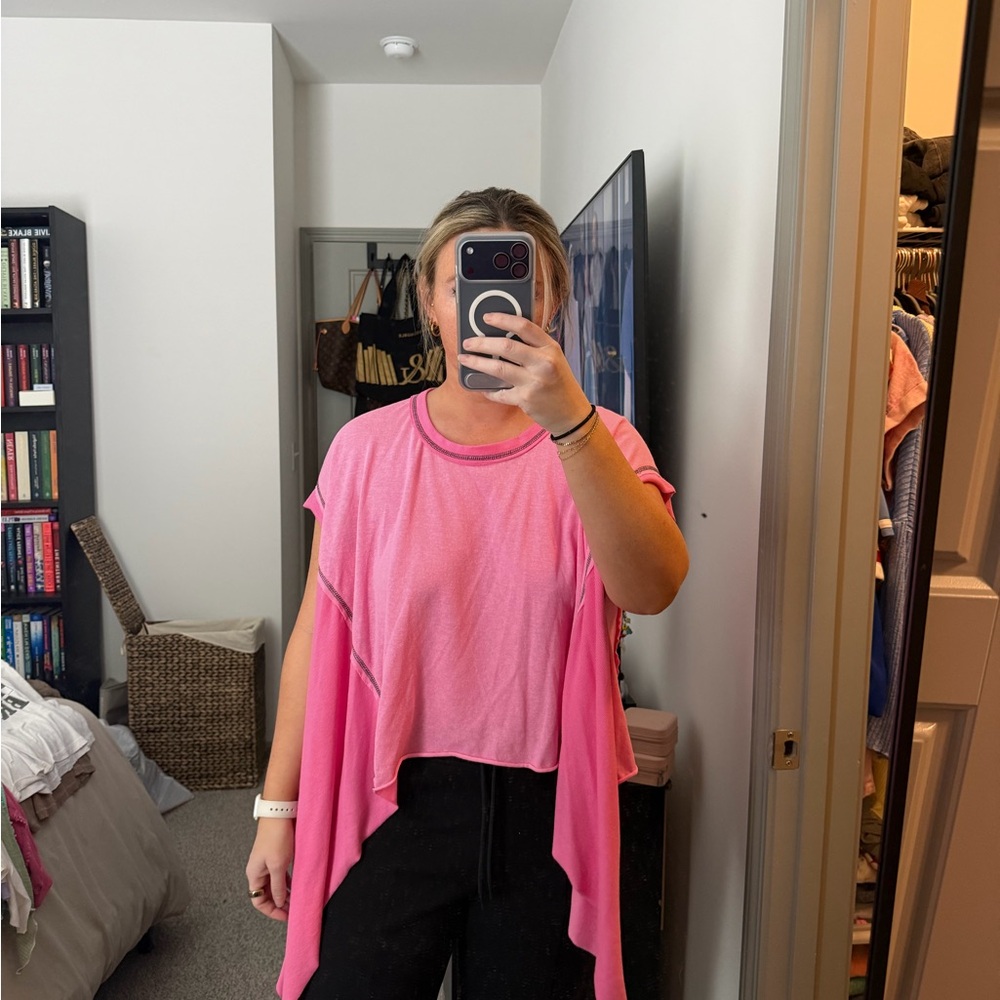 POL Pink Asymmetrical Top